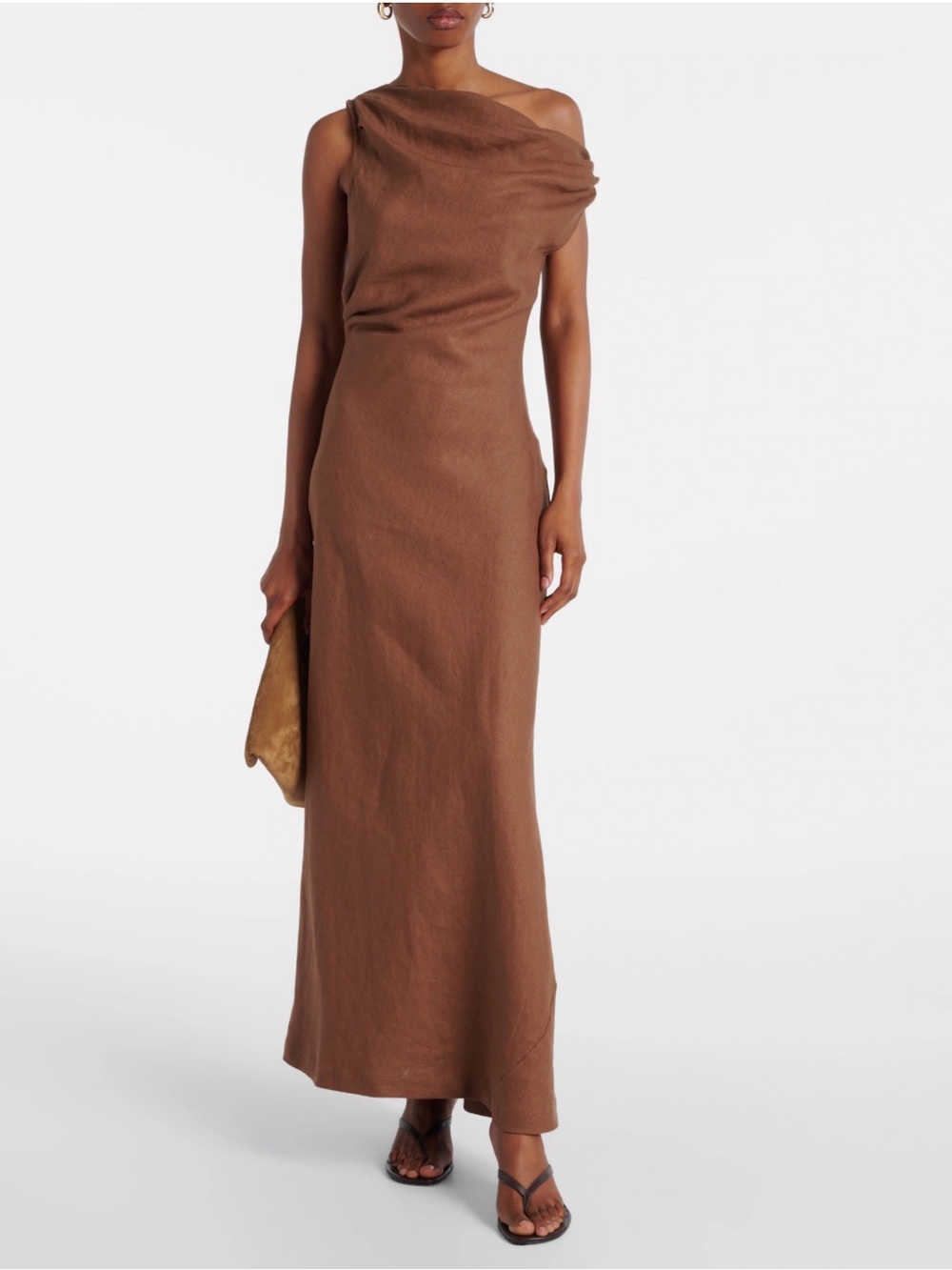 Faithfull the Brand One-Shoulder Brown Maxi Dress